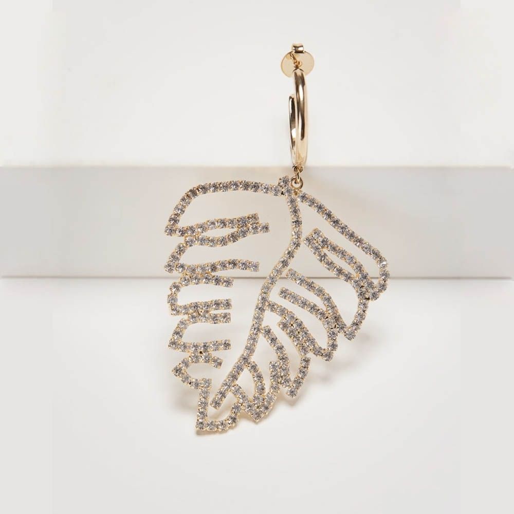 Brinco Strass Leaf