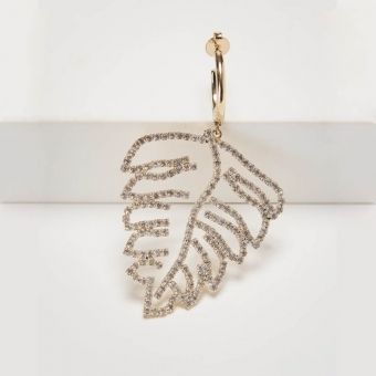 Brinco Strass Leaf